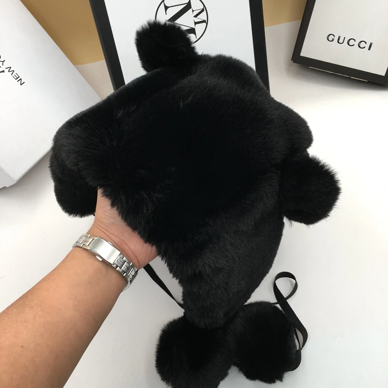 Bear ear imitation fur hat lovely of female fashion lei feng pure color protective warm | Аксессуары для одежды