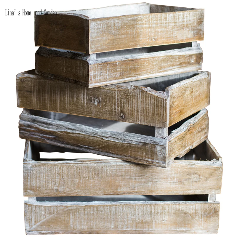 

rectangle stack 3 pieces handmade countryside solid wooden vintage distressed crate