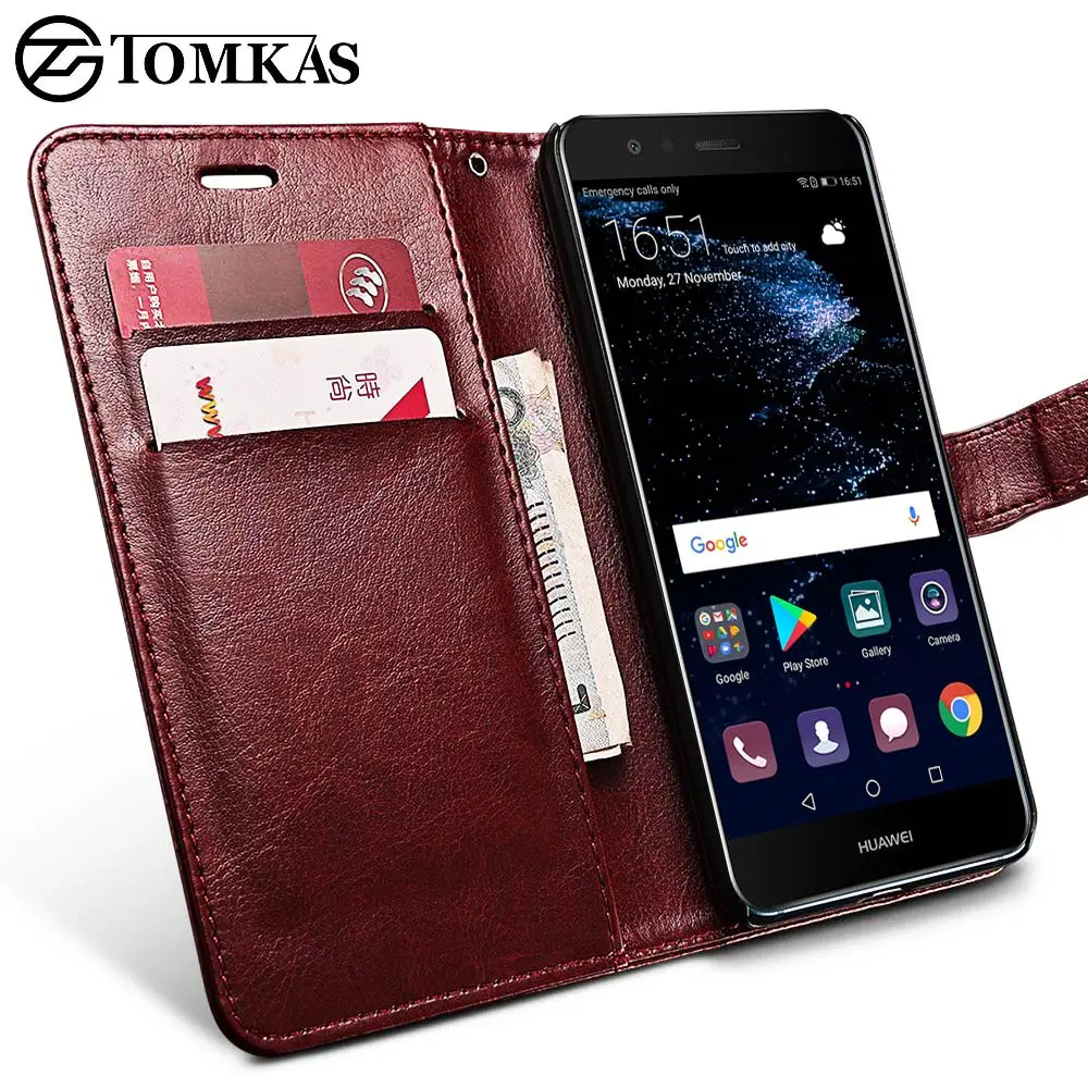 Tomkas Чехлы для huawei P10 Lite случае Filp Кожаный чехол телефона с отделением бумажника
