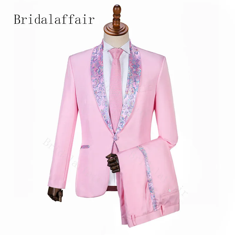 2019 элегантный мужской костюм Bridalaffair розовый для свадебного ужина смокинг жениха