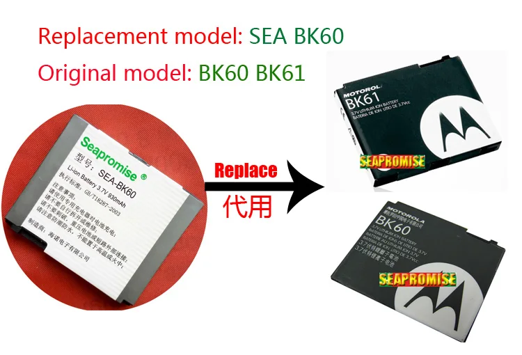 Оптовая продажа 5 шт./лот батарея BK60 (BK61) для Motorola SLVR L9 L7C L71 L72 W510 Q700 A1600 A1800 EM30 EX112 EX115