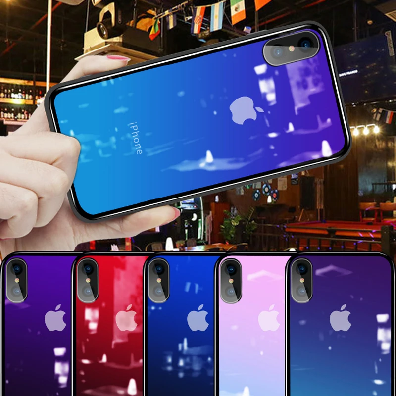 Чехол для телефона из закаленного стекла с прозрачным градиентом iPhone 11 Pro XS MAX XR X