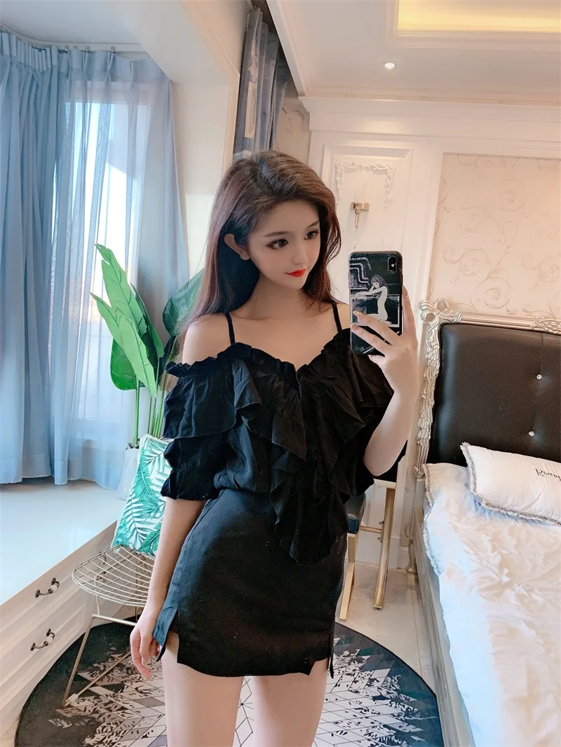 White Office Lady Elegant Lantern Sleeve Surplice Peplum Off the Shoulder Solid Blouse Autumn Sexy Women Tops And Blouses F20 | Женская