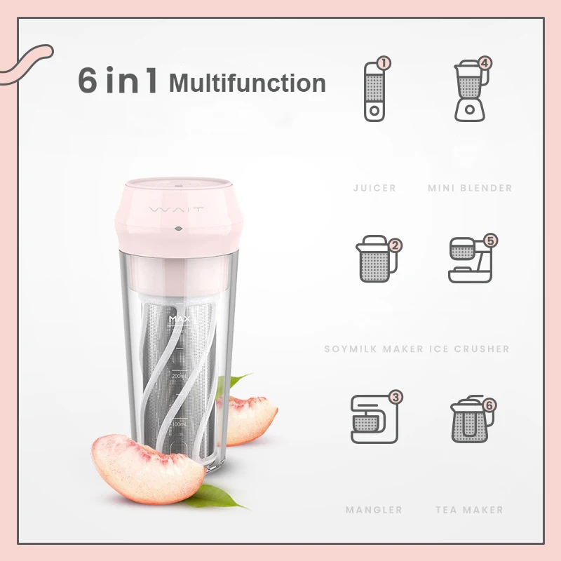 Портативная электрическая соковыжималка для фруктов с USB ручная овощей блендер