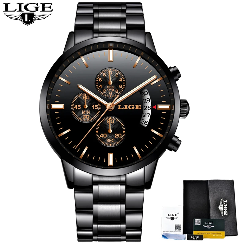 2018 LIGE watch men's casual fashion sports quartz clock top brand luxury all-steel business waterproof Relogio Masculino | Наручные