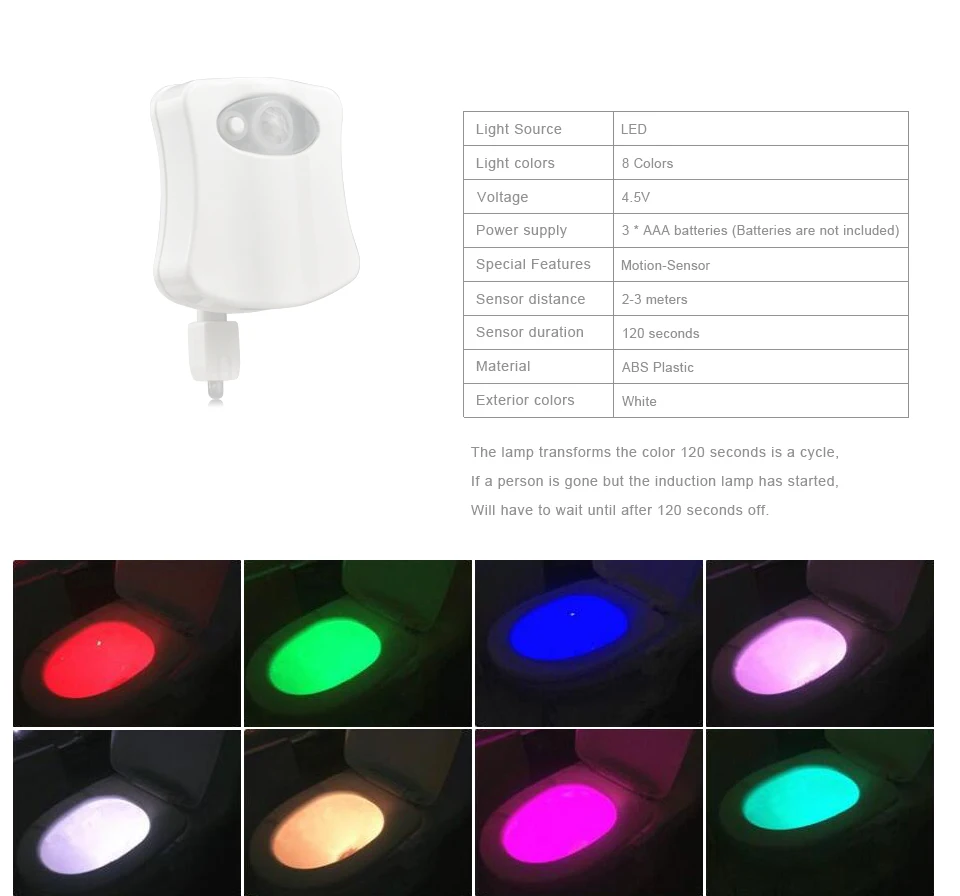 RGB туалетный светильник с датчиком движения PIR, Ночной светильник, s лампа для ванной, индукционный светильник для детей, умный туалетный светильник с подсветкой