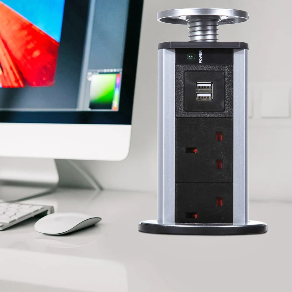 Выдвижная электрическая розетка Shinelite 220 В 16 А 3 розетки 2 USB порта|Электрические