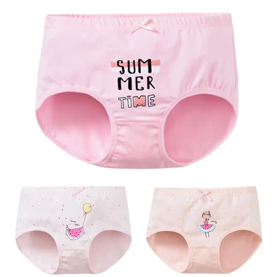 3 шт. мягкий образец мультяшного принта для маленьких девочек нижнее белье милые