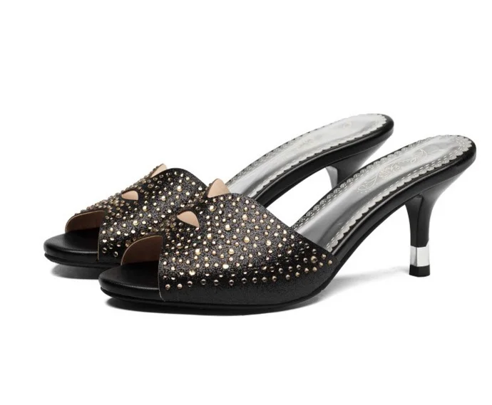 2018 женская обувь босоножки на высоких каблуках Босоножки с Стразы Туфли открытым