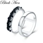 Классическое модное ювелирное изделие серебряного цвета 4,7 г, обручальное кольцо с черной шпинелью для женщин G034