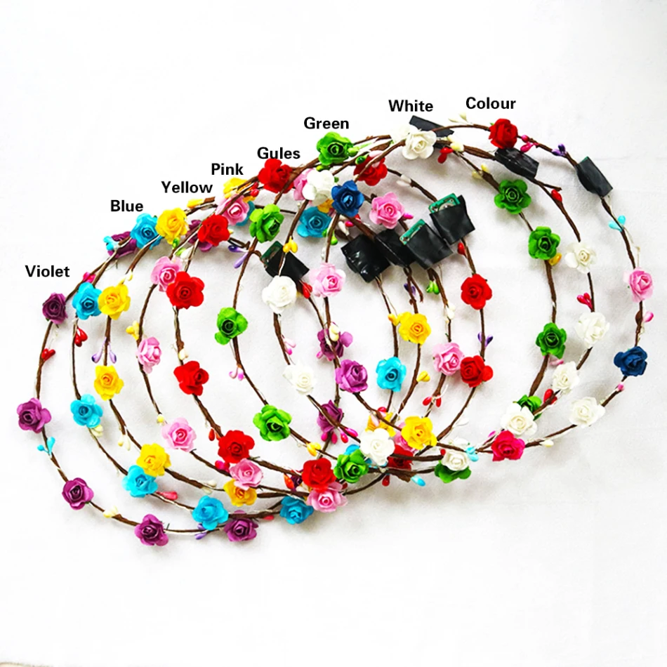 Светодиодный светящийся венок для волос повязка головы с цветком женщин и