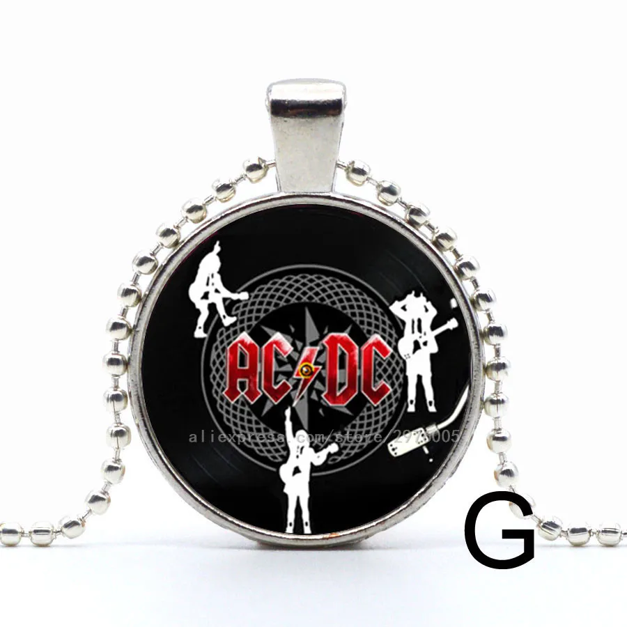 Ручной работы круглый медальон Подвеска Ожерелье Ангус Янг картина AC DC серьги