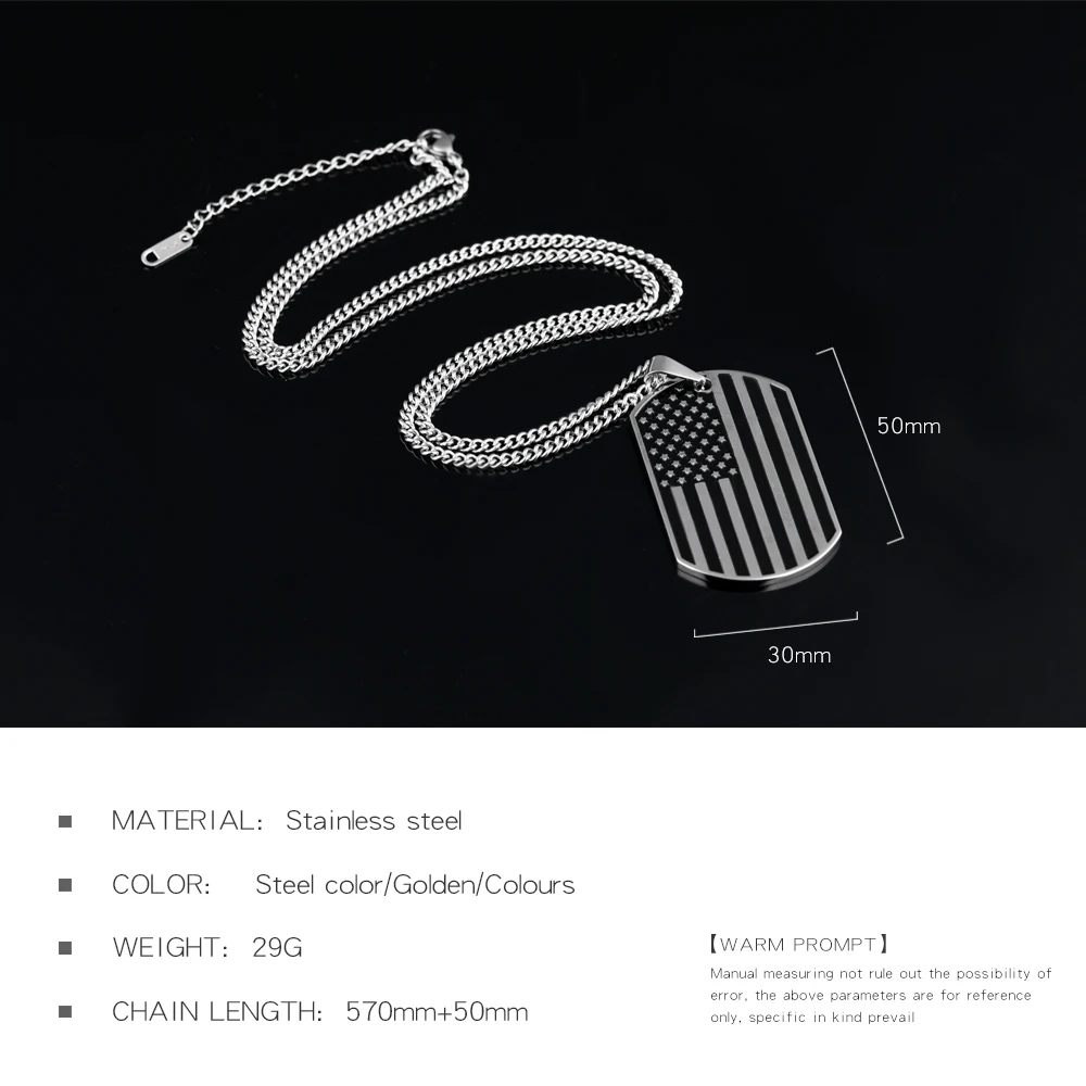 High quality classic pop American flag pendant Trend creative titanium steel men's necklace Jewelry gift 3-GX1236 | Украшения и