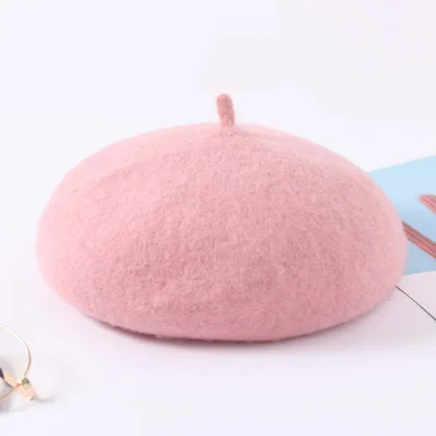pink Зимний Элегантный шерстяной берет Женский Повседневный уличная теплый берет шапка осенние вечерние Клубные женские Берет шапочка - Цвет: pink