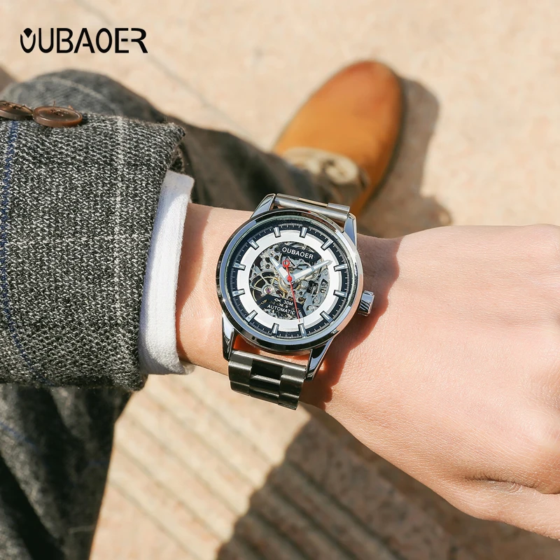Horloge OUBAOER 2019 Топ люксовый бренд модные мужские часы водонепроницаемые турбийоны