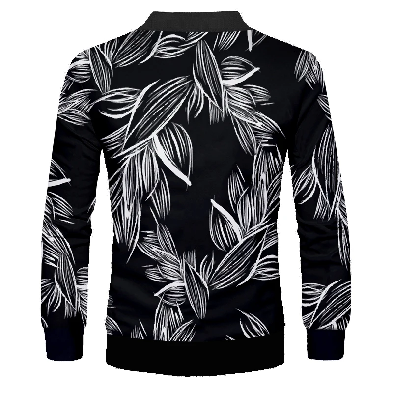 Новинка мужская куртка на молнии OGKB с леопардовым принтом черно белая