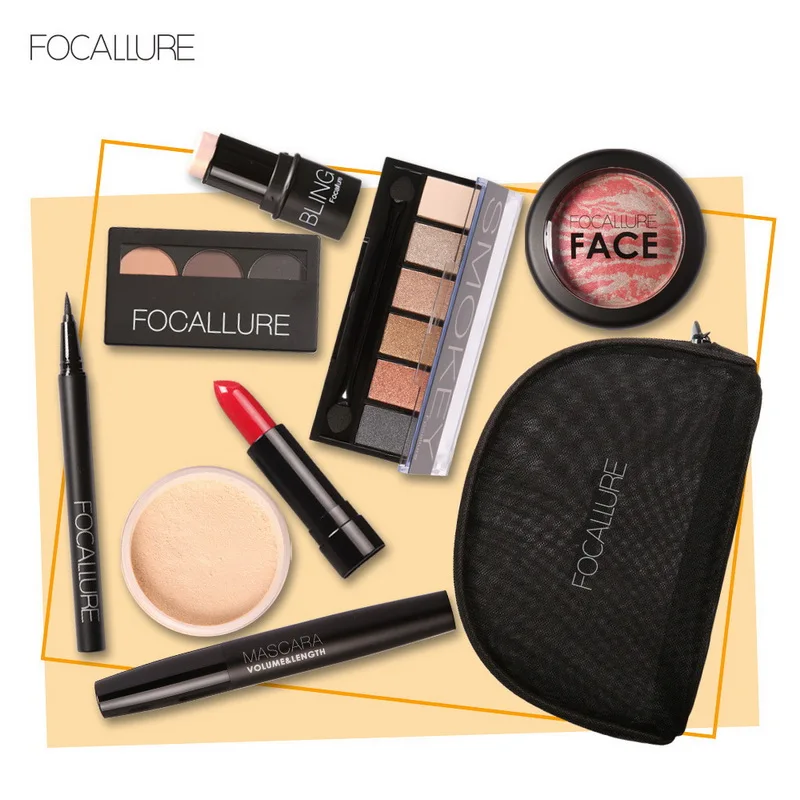 По ems или dhl 10 sets FOCALLURE Makup Набор Инструментов 8 ШТ составляют Косметики В Том Числе