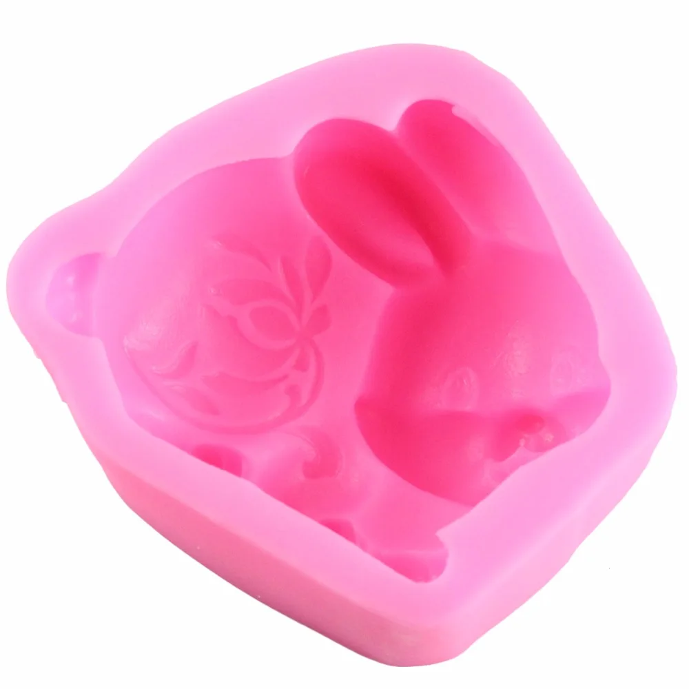 Пасхальный кролик Fondant (сахарная) силиконовая форма 3D Crat мыло формы DIY ручной