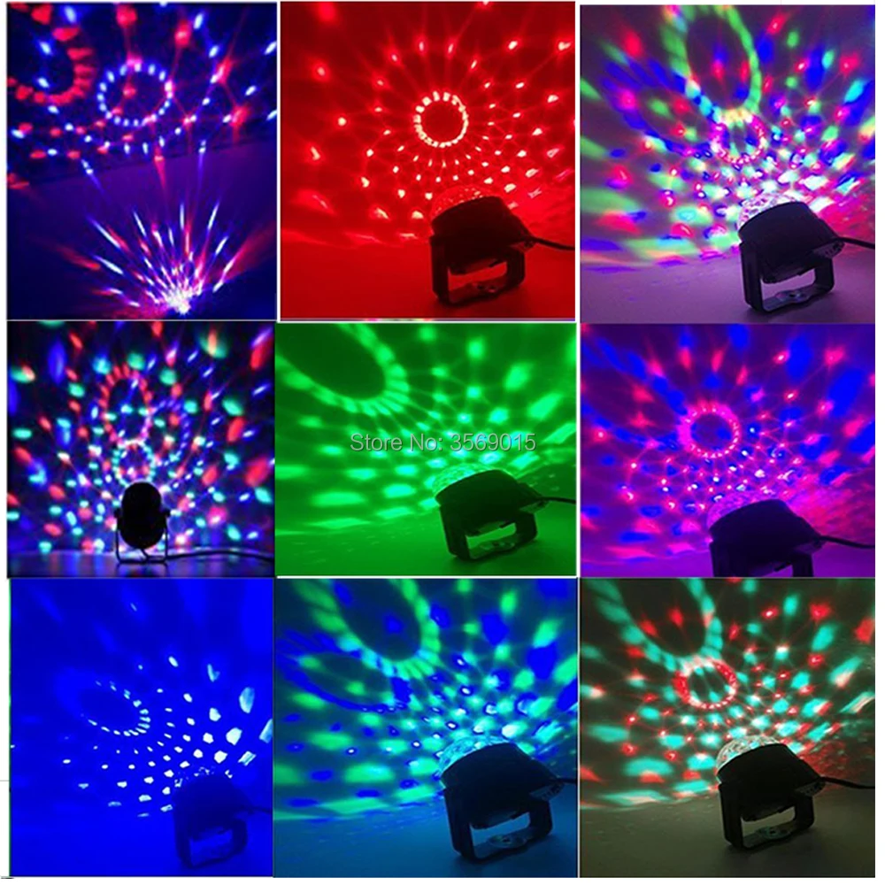 Вращающийся дискошар со звуковой активацией светодиодное освещение RGB для