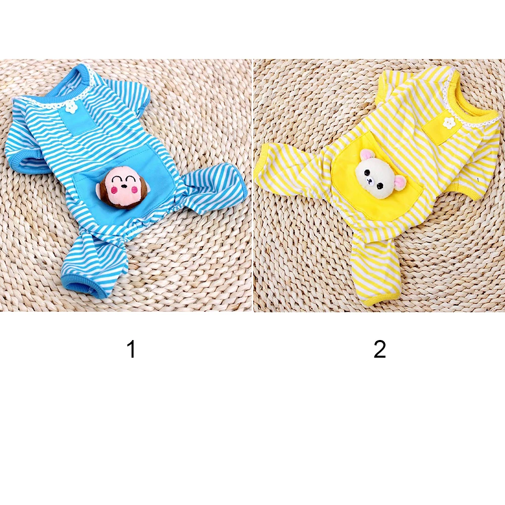2 Colors Cute Stripes Dog Jumpsuit Pajamas Coats Clothes Pet Apparel | Дом и сад