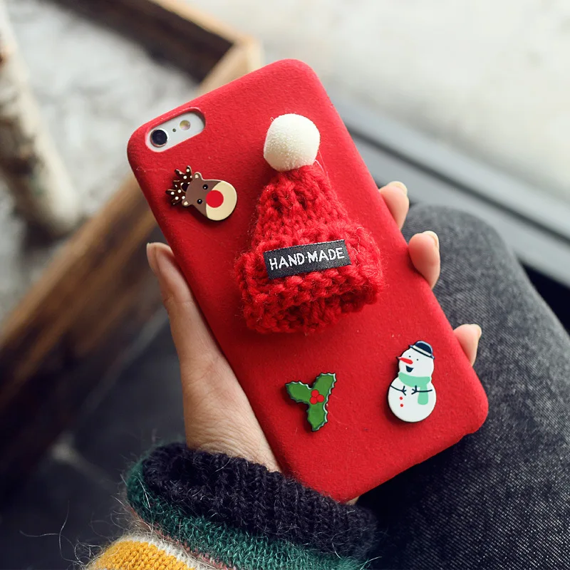 Рождественский чехол для iPhone Xs Xr Max в Корейском стиле с 3d шапкой мультяшный милый