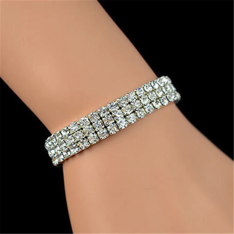 Блестящий стрейчевый браслет стразы для свадьбы выпускного свадебного костюма