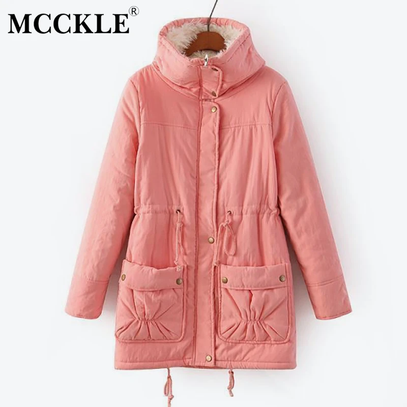 Женская парка средней длины MCCKLE зимняя утепленная из хлопка в стиле милитари