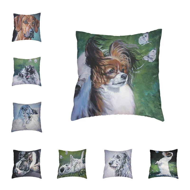 Cute Petite Butterfly Dog Cushion Cover Polyester Peach Skin Pomeranian Dormitory Beds Home Living Room Sofa Decorate Pillowcase | Дом и сад