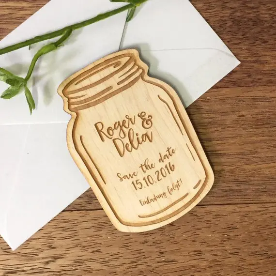 Деревянная банка Mason Jar магниты для сохранения даты гравировка на заказ