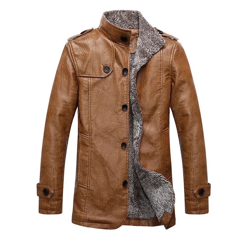 Новая зимняя мужская куртка теплое толстое пальто из искусственной кожи