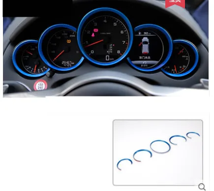 5 pcs blue 3 цвета Автомобильная приборная панель украшение приборной панели кольцо наклейка автомобиля-Стайлинг для Porsche Macan 911 Cayenne Panamera Boxster аксессуары - Название цвета: 5 pcs blue