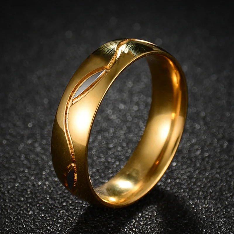 Новый дизайн 6 мм широкое кольцо из нержавеющей стали для пар с волнистым узором