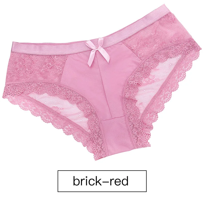 brick red 3XL женское нижнее белье, женские трусы, сексуальные кружевные Хлопковые женские трусики, женские трусы, мягкие дышащие прозрачные женские летние стринги - Цвет: brick red