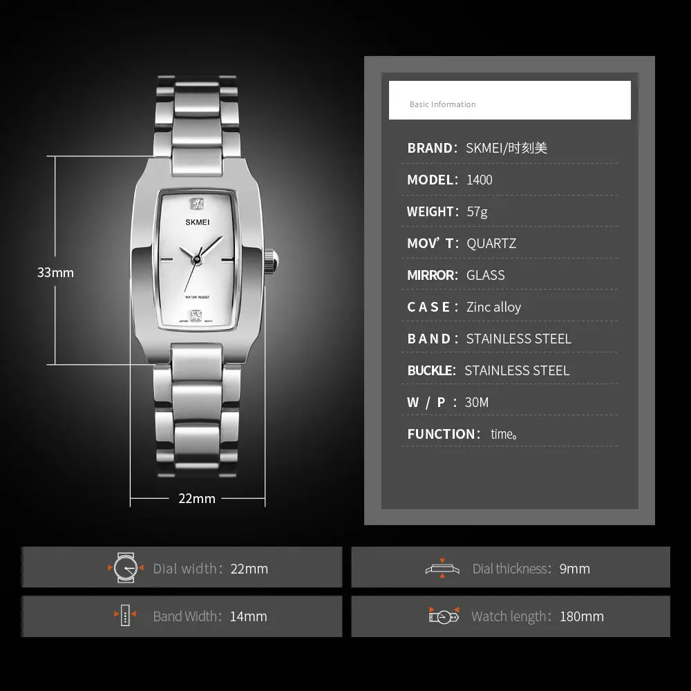 SKMEI Watch1400 женские часы Креативные Часы из нержавеющей стали браслет Relogio Feminino Montre