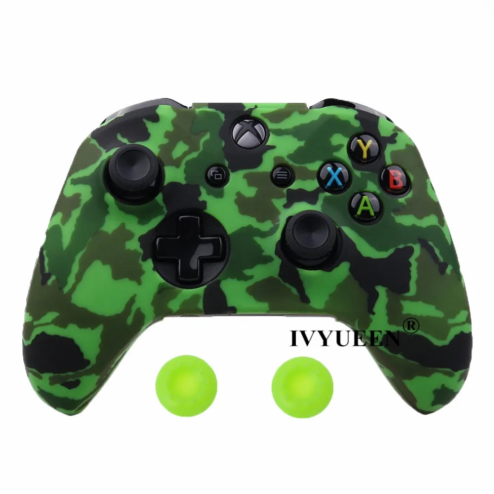 IVYUEEN чехол с водной передачей и принтом для XBox One X S контроллер силиконовый защитный камуфляжный чехол с ручкой для большого пальца - Цвет: Green Camo