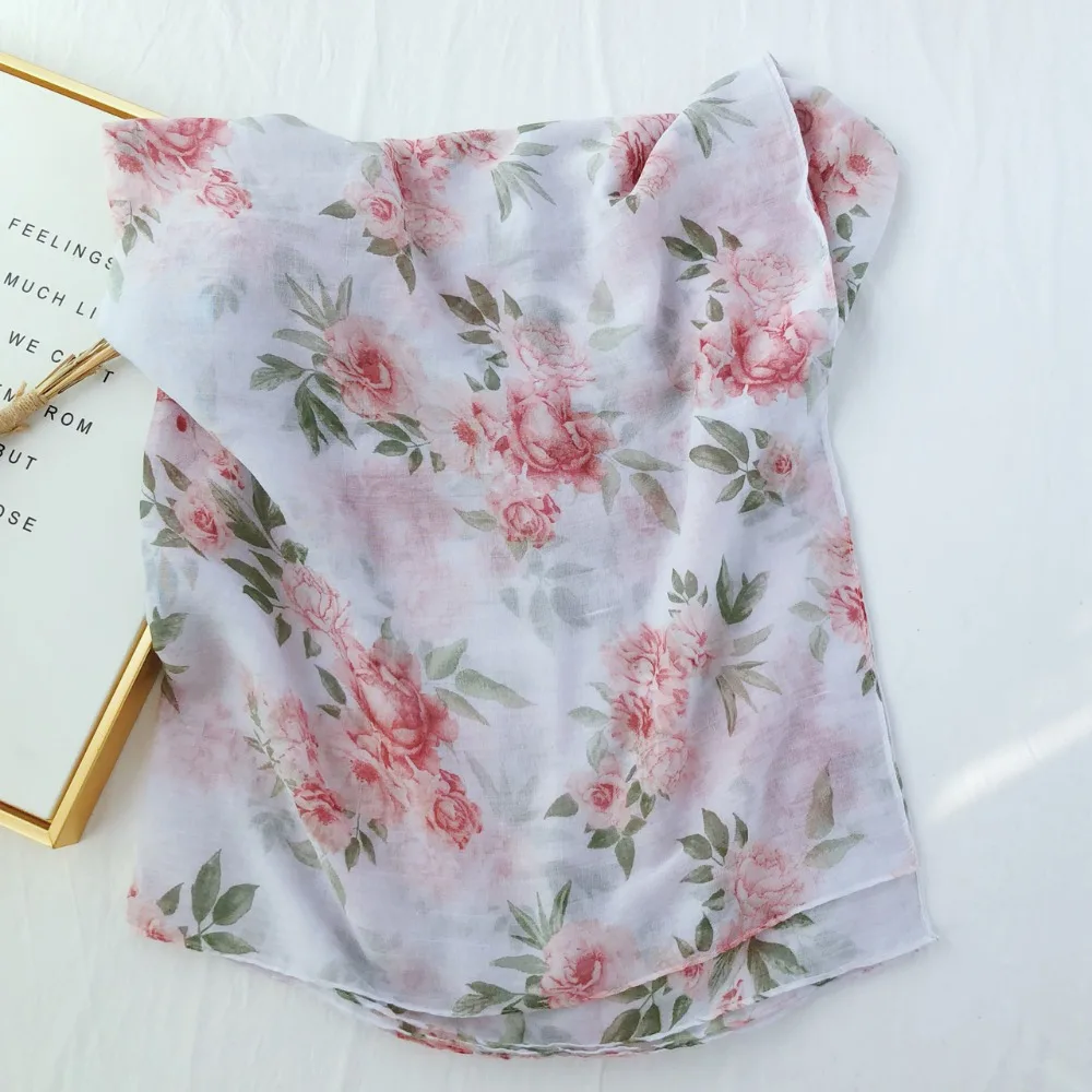

2019 Fashion Rose Scarves Shawls Long Floral Print Wrap Scarf Hijab Muffler Free Shipping