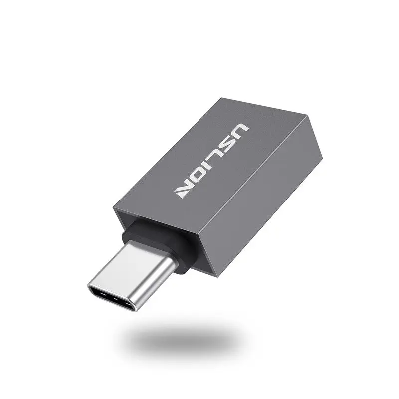 USLION usb type c для Usb 3,0 адаптер OTG type C кабель конвертер для samsung Galaxy S8 S9 OTG адаптер Поддержка передачи данных - Цвет: Серый