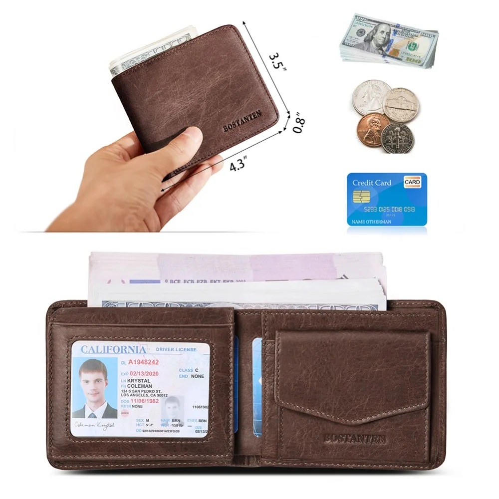 BOSTANTEN мужской ID/кредитный держатель для карт, двойной передний карман, кошелек с коробкой, RFID Блокировка, бизнес-держатель для карт, натуральная кожа