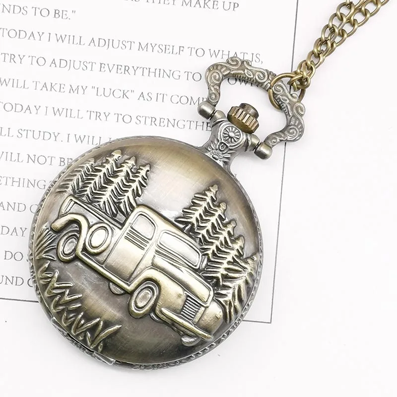 New Bronze Retro Big Truck Pocket Watch with Chain Watch for Car Truck Driver Pocket Watches for Men Women TD2042 - Цвет: TD2041