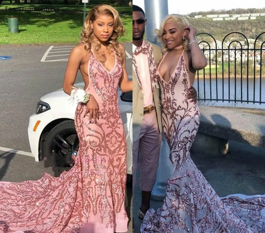 

Sexy Halter Neck Prom Dresses 2019 Mermaid South African Holidays Graduation Wear Party Gowns Plus Size Custom Made
