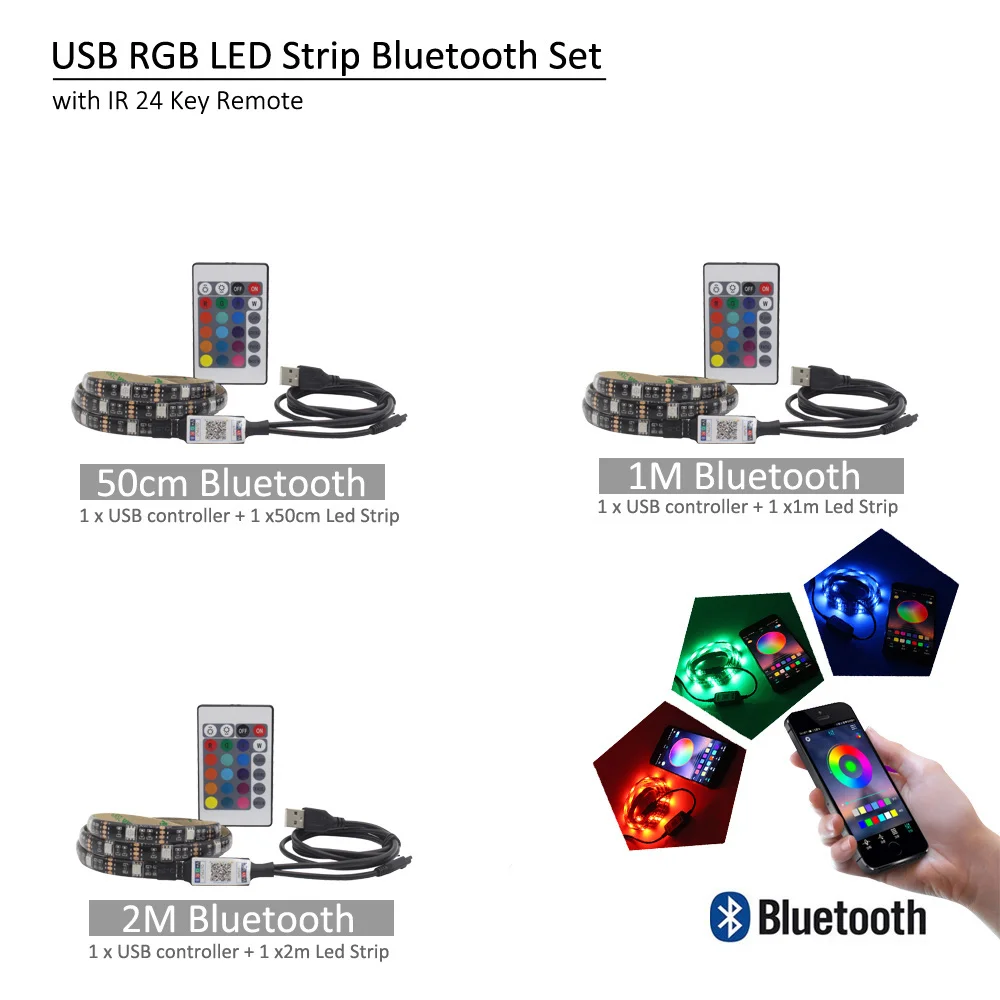Светодиодные ленты светильник USB 5V Bluetooth с 24 мя клавишами Тира RGB