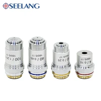 oseelang microscope objective lens 4x 10x 40x 100x 195 achromatic objective biological microscope parts accessories
