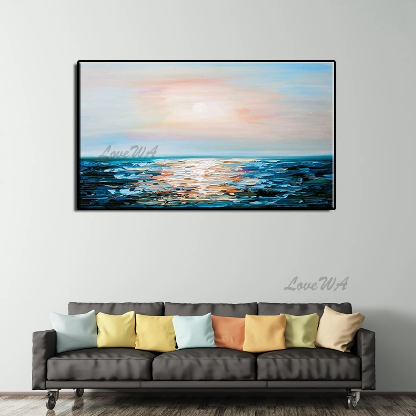 

Abstract Seascape Art Canvas Wall Oil Painting 100% Hand Painted Picture Wall Art Unframed Paintings Carving Art For Living Room