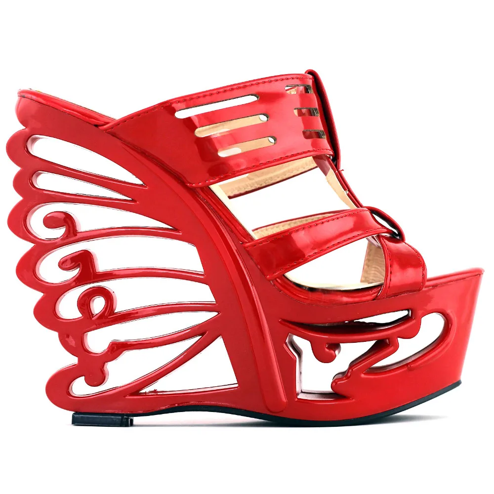 LF51805 голографические/красные сандалии бабочки на каблуке с вырезами|butterfly heels|heel