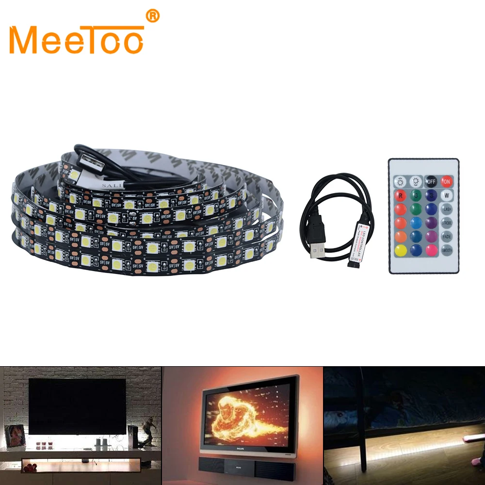 RGB Лента светодиодная водонепроницаемая 5 в пост. Тока 50 см 1 м 2 3 4 м|tape light|led light strip