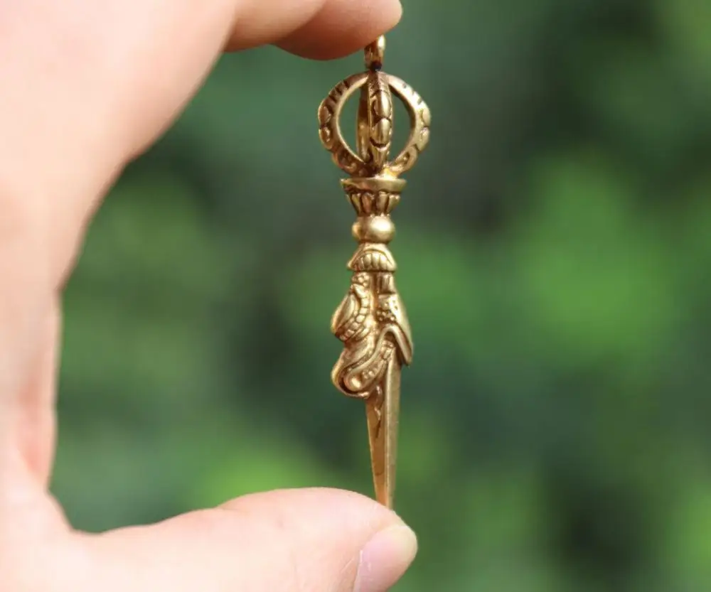 Тибетская бронзовая позолота ювелирное изделие ручной работы амулет Dorje Vajra-pestle