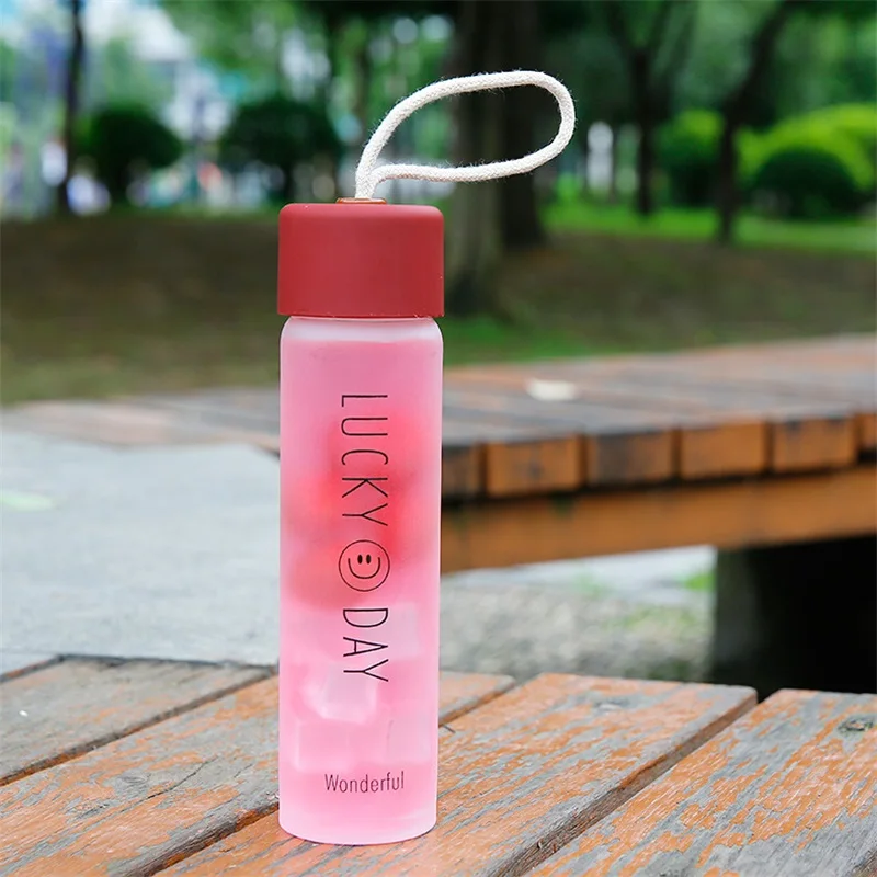 ZOOOBE 360 мл Портативный Стекло бутылка для воды с веревкой Drinkware матовый Бутылки