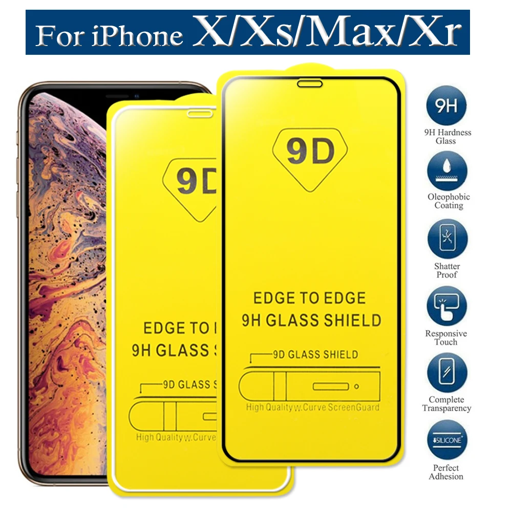 9d закаленное стекло для iPhone X Xs Max Xr aiphone 10 xsmax aphone xmax i защита экрана телефона полное
