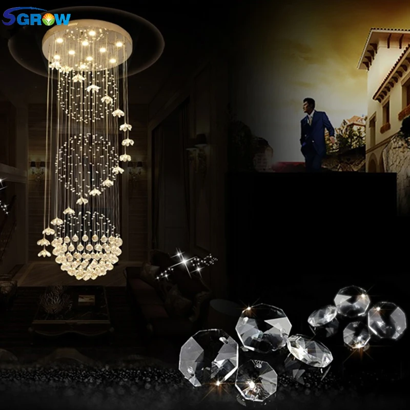 

SGROW Modern K9 Crystal Ball Chandeliers for Bedroom Living Room Corridor Villa Stairs Art Lighting Fixtures Ceiling Suspension