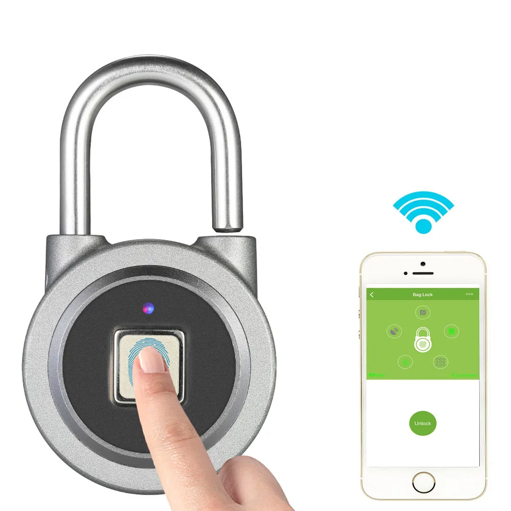

Fingerprint Smart Keyless Lock Waterproof APP Button Password Unlock Anti-Theft Padlock Door Lock for Android iOS System